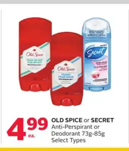 Rexall OLD SPICE or SECRET Anti-Perspirant or Deodorant offer
