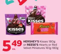 Rexall HERSHEY'S Kisses 180g or REESE'S Hearts or Red Velvet Miniatures 161g offer