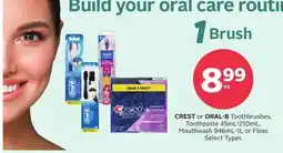 Rexall CREST or ORAL-B Toothbrushes, Toothpaste 45mL-210mL, Mouthwash 946mL-1L or Floss offer