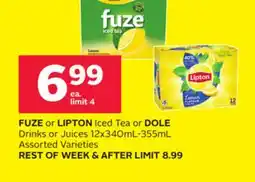 Rexall FUZE or LIPTON Iced Tea or DOLE Drinks or Juices offer