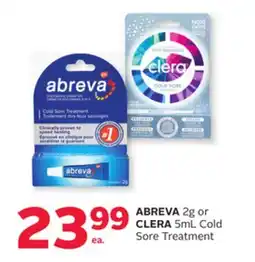 Rexall ABREVA 2g or CLERA 5mL Cold Sore Treatment offer