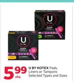 Rexall U BY KOTEX Pads, Liners or Tampons offer
