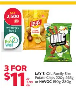 Rexall LAY'S XXL Family Size Potato Chips 220g-235g or HAVOC 190g-280g offer