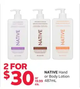 Rexall NATIVE Hand or Body Lotion offer