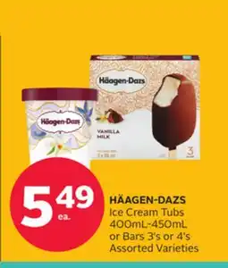 Rexall HÄAGEN-DAZS Ice Cream Tubs 400mL-450mL or Bars 3's or 4's offer