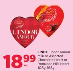 Rexall LINDT Lindor Amour Milk or Assorted Chocolate Heart or Romance Milk Heart offer
