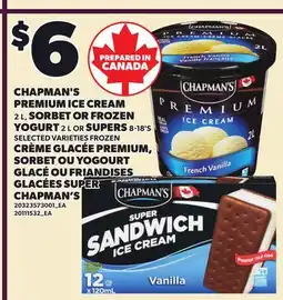 Independent City Market CHAPMAN'S PREMIUM ICE CREAM 2L, SORBET OR FROZEN YOGURT 2L OR SUPERS 8-18'S offer