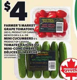 Independent City Market FARMER'S MARKET GRAPE TOMATOES, 283 G OR MINI CUCUMBERS 6'S offer