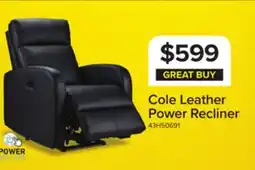 Leon's Cole Leather Power Recliner - Black offer