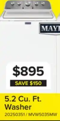 Leon's Maytag White Top Load Washer with Deep Fill - (5.2 cu. ft.) - MVW5035MW offer