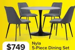 Leon's Nyla 5-Piece Sintered Stone Round Dining Set - White, Black, Grey offer