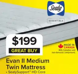 Leon's Sealy Essentials Evan II Medium Twin Mattress offer