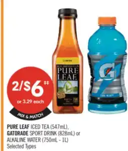 Shoppers Drug Mart PURE LEAF ICED TEA (547mL) GATORADE SPORT DRINK (828mL) or ALKALINE WATER (750mL-14) offer