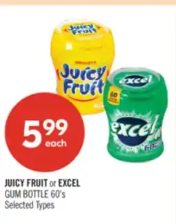 Shoppers Drug Mart JUICY FRUIT or EXCEL GUM BOTTLE 60's offer