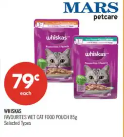 Shoppers Drug Mart WHISKAS FAVOURITES WET CAT FOOD POUCH offer