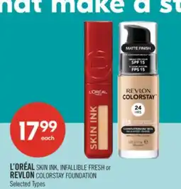 Shoppers Drug Mart L'ORÉAL SKIN INK, INFALLIBLE FRESH or REVLON COLORSTAY FOUNDATION offer