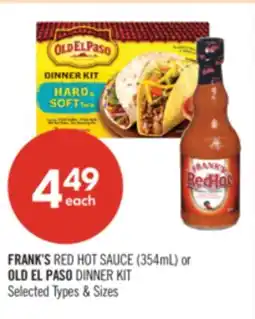 Shoppers Drug Mart FRANK'S RED HOT SAUCE (35mL) or OLD EL PASO DINNER KIT offer