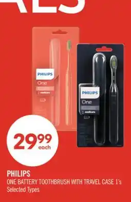 Shoppers Drug Mart PHILIPS ONE BATTERY TOOTHBRUSH WITH TRAVEL CASE offer