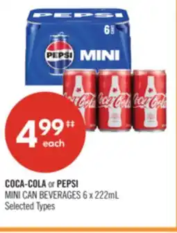 Shoppers Drug Mart COCA-COLA or PEPSI MINI CAN BEVERAGES offer