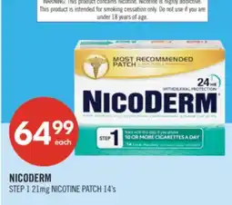 Shoppers Drug Mart NICODERM STEP 1 21mg NICOTINE PATCH 14's offer