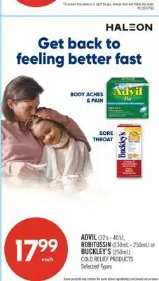 Shoppers Drug Mart ADVIL (32's-40's) ROBITUSSIN (230mL- 250mL) or BUCKLEY'S (250mL) offer
