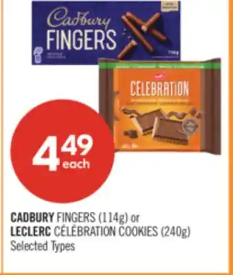Shoppers Drug Mart CADBURY FINGERS (114g) or LECLERC CÉLÉBRATION COOKIES (240g) offer