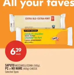 Shoppers Drug Mart SAPUTO MOZZARELLISSIMA (500g), PC or NO NAME (400g) CHEESE offer
