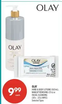 Shoppers Drug Mart OLAY HAND & BODY LOTIONS (502mL), MAKEUP REMOVING (25's) or FACIAL CLEANSING (30's -33's) WIPES offer