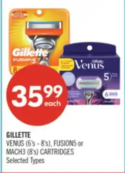 Shoppers Drug Mart GILLETTE VENUS (6's - 8's), FUSION5 or MACH3 (8's) CARTRIDGES offer