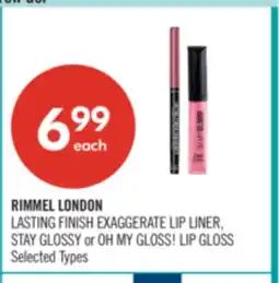 Shoppers Drug Mart RIMMEL LONDON LASTING FINISH EXAGGERATE UP LINER, STAY GLOSSY or OH MY GLOSS! LIP GLOSS offer