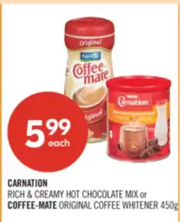 Shoppers Drug Mart CARNATION RICH & CREAMY HOT CHOCOLATE MIX or COFFEE-MATE ORIGINAL COFFEE WHITENER offer