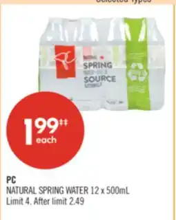 Shoppers Drug Mart PC NATURAL SPRING WATER offer
