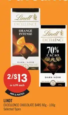 Shoppers Drug Mart Lindt Excellence Chocolate Bars offer