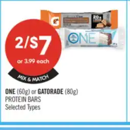 Shoppers Drug Mart ONE (60g) or Gatorade (80g) Protein Bars offer