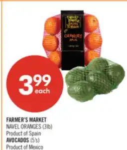 Shoppers Drug Mart FARMER'S MARKET NAVEL ORANGES (3lb) Product of Spain AVOCADOS (5's) Product of Mexico offer