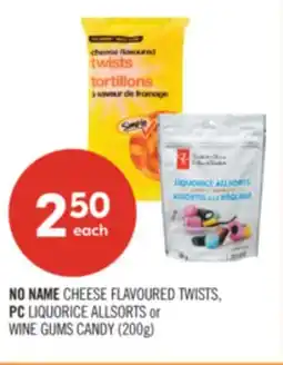 Shoppers Drug Mart NO NAME CHEESE FLAVOURED TWISTS, PC LIQUORICE ALLSORTS or WINE GUMS CANDY (200g) offer
