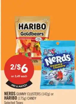 Shoppers Drug Mart NERDS GUMMY CLUSTERS (142g) or HARIBO (175g) CANDY offer
