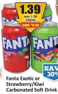 Starsky Fanta Exotic or Strawberry/Kiwi Carbonated SoftDrink offer