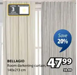 JYSK Bellagio Room darkening curtain offer