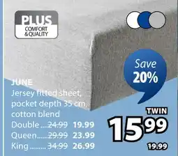 JYSK JUNE Jersey fitted sheet offer