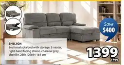 JYSK Shelton Sectional sofa bed with storage offer