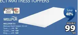 JYSK Wellpur T31 Memory foam topper offer