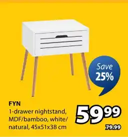 JYSK Fyn 1-drawer nightstand offer