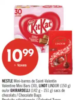 Pharmaprix NESTLE Valentine Mini Bars (30), LINDT LINDOR (150 g) or GHIRARDELLI (142 g - 151 g) Chocolate Bags offer