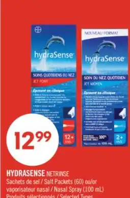 Pharmaprix HYDRASENSE Salt Packets (60) or Nasal Spray (100 mL) offer
