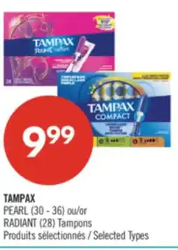 Pharmaprix TAMPAX PEARL (30 - 36) or RADIANT (28) Tampons offer