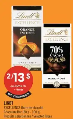 Pharmaprix LINDT EXCELLENCE Chocolate Bar offer