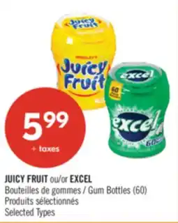 Pharmaprix JUICY FRUIT or EXCEL Gum Bottles (60) offer