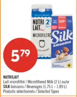 Pharmaprix NUTRILAIT Microfiltered Milk (2 L) or SILK Beverages (1,75 L - 1,89 L) offer