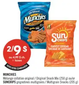 Pharmaprix MUNCHIES Original Snack Mix (250 g) or SUNCHIPS Multigrain Snacks (205 g) offer